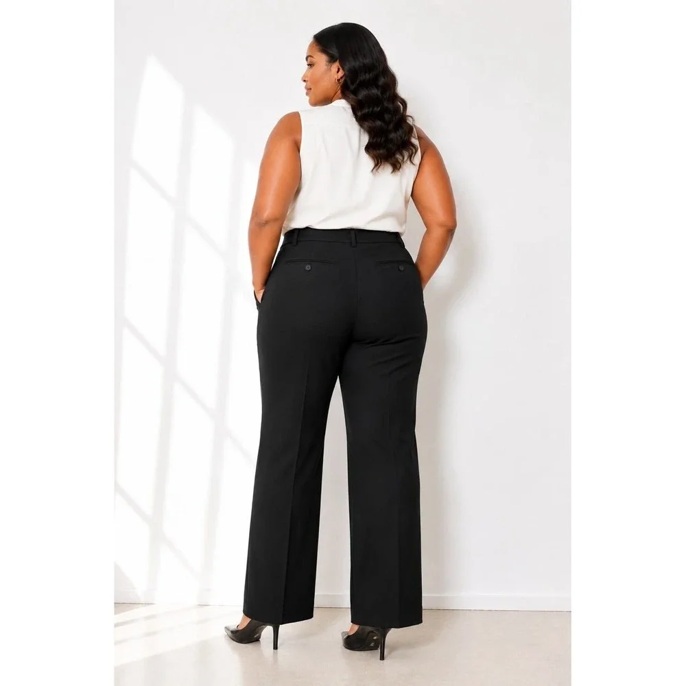 Michael Kors Women's Black Dress Pants Straight Leg Twill Pockets XL Regular